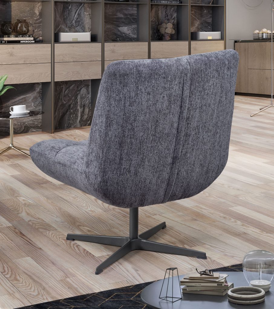 Fauteuil Angele derrière tissu gris anthracite - Girardeau