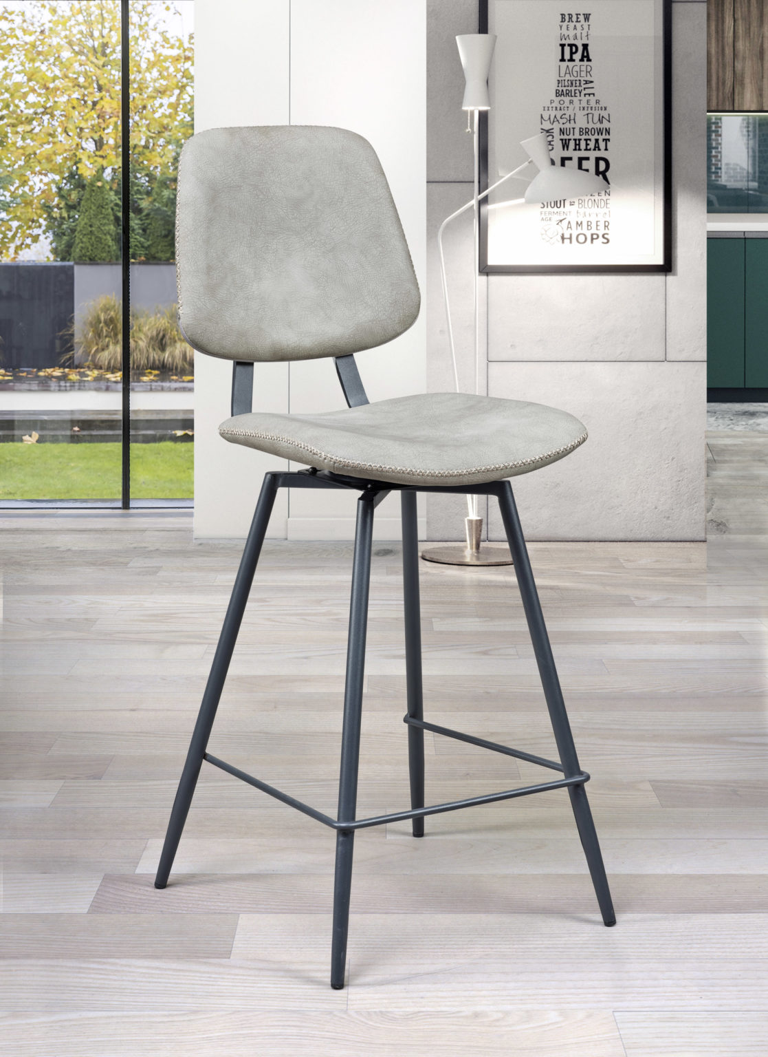 Chaise haute Margot devant textile enduit beige - Girardeau