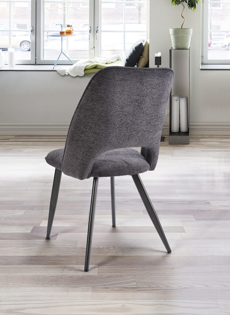 Ambiance chaise Roxane tissu gris anthracite arrière