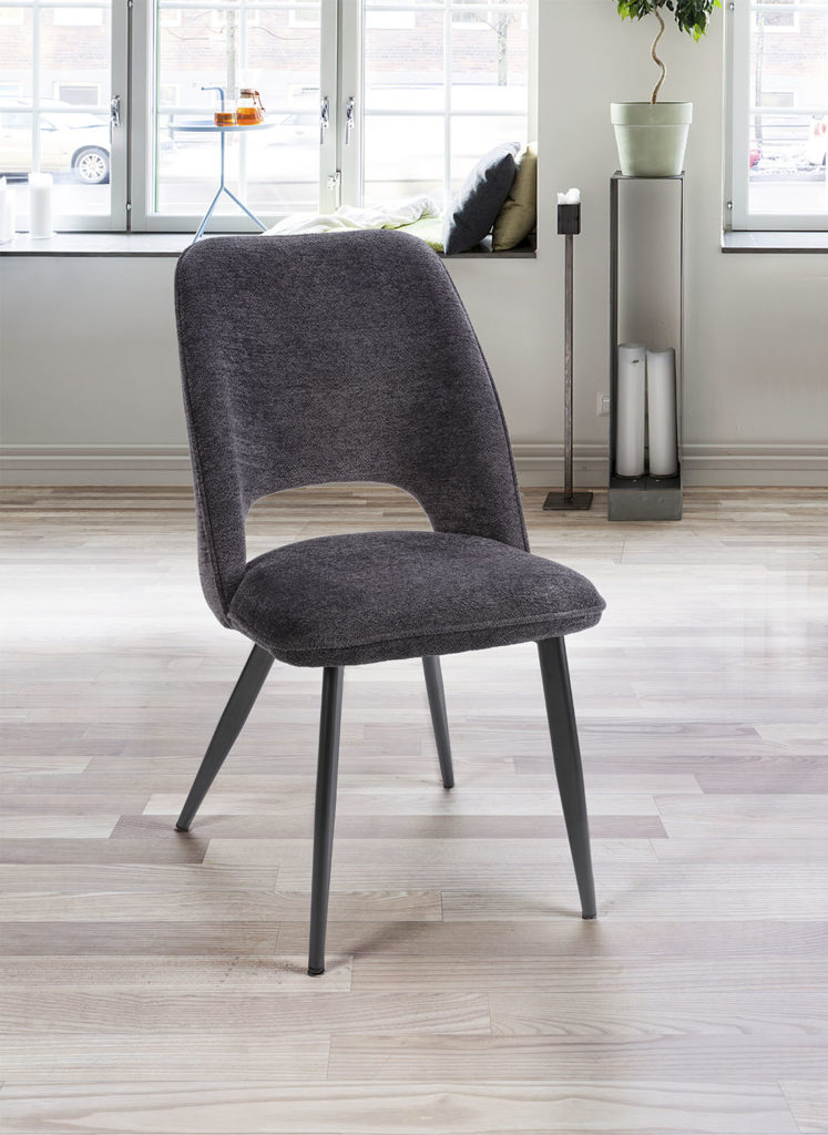 Ambiance chaise Roxane tissu gris anthracite avant