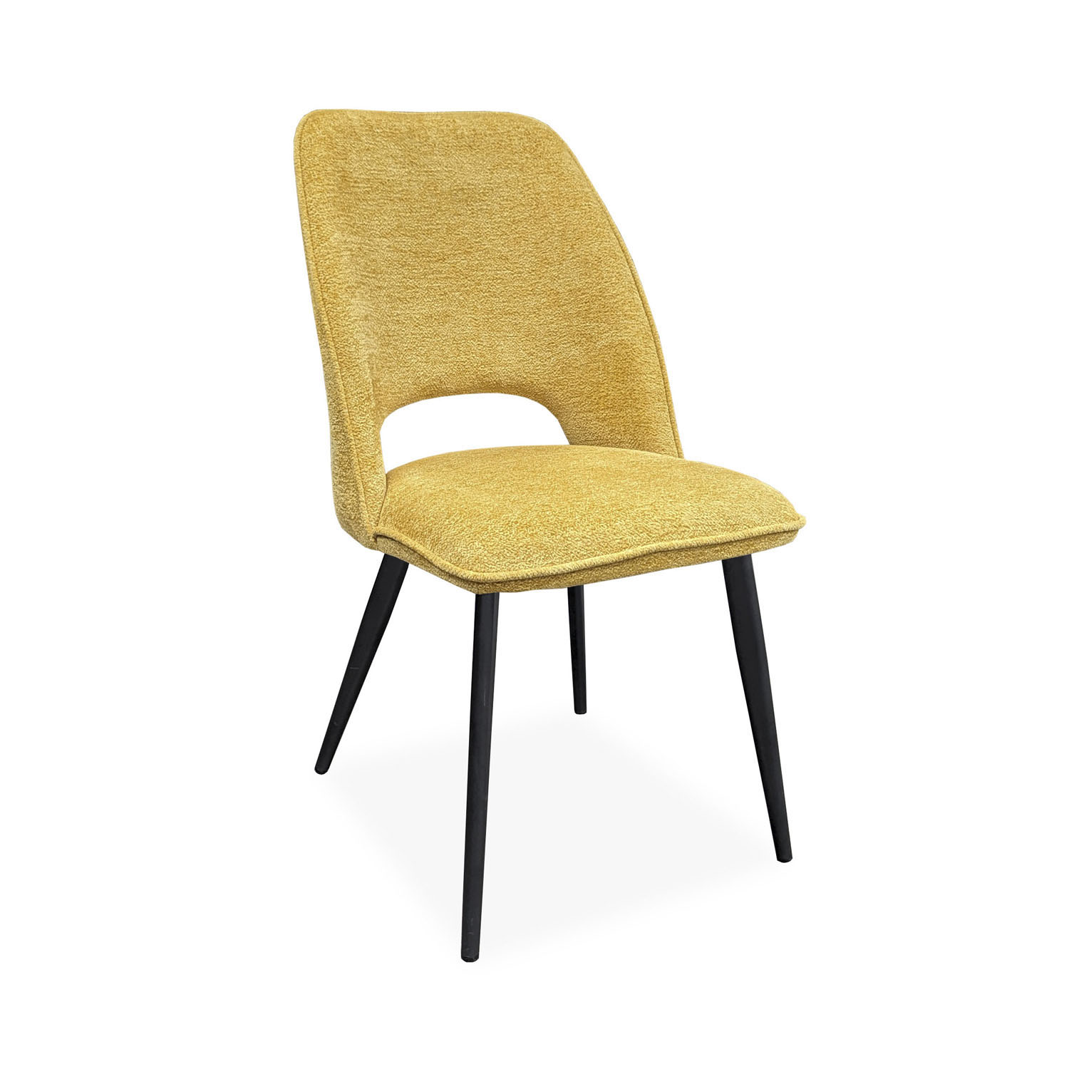 Chaise Roxane tissu bouclé jaune