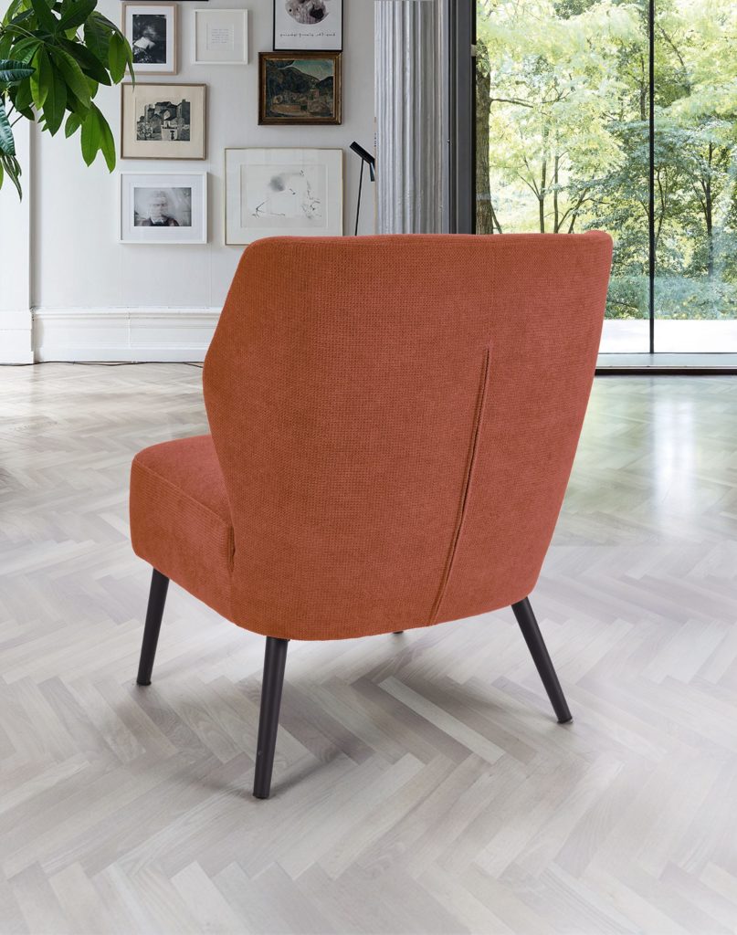 Fauteuil Nino derrière tissu terracotta - Girardeau