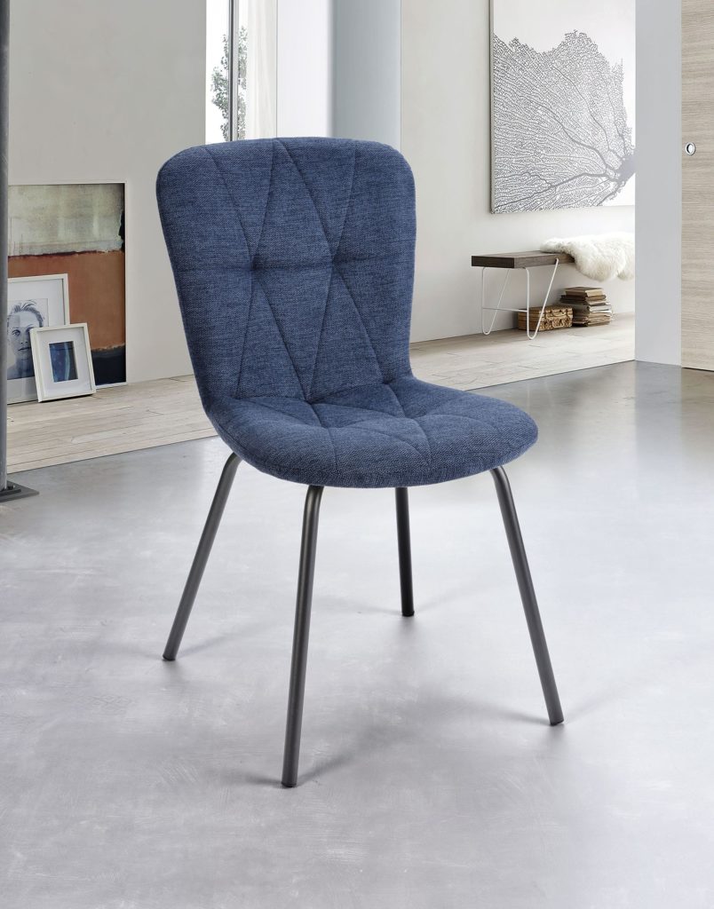 Chaise Emma devant tissu bleu - Girardeau