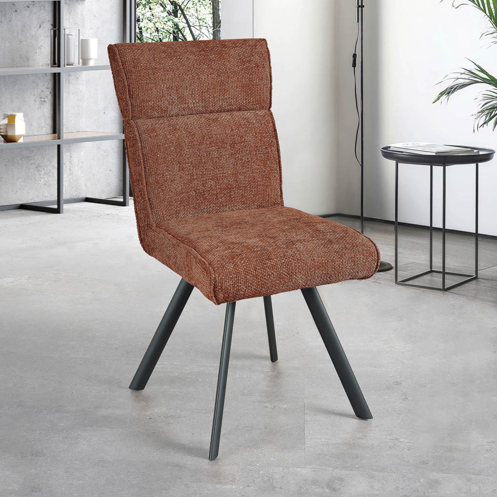 Chaise Ambre devant pied métal tissu cuivre