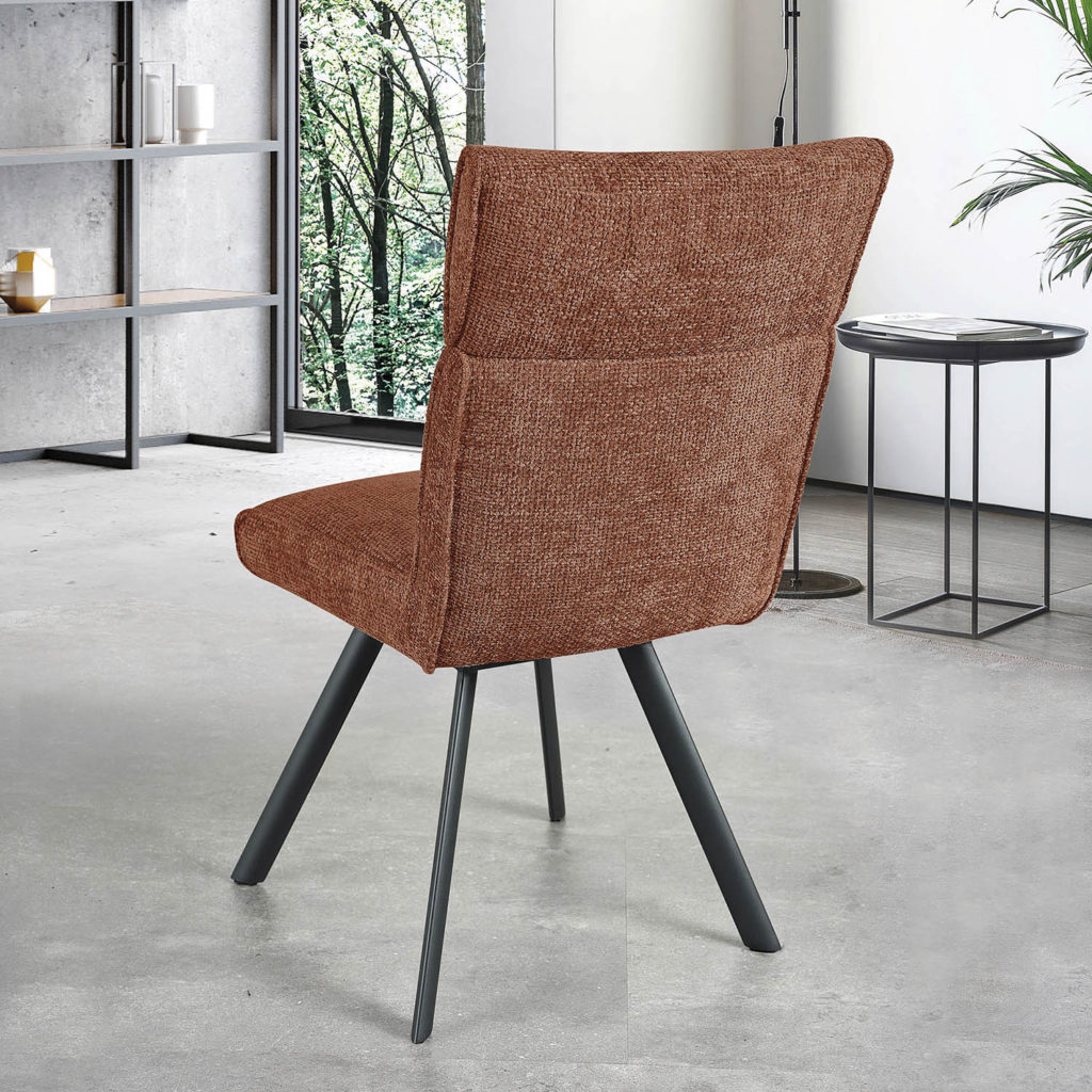 Chaise Ambre derrière tissu cuivre pied metal