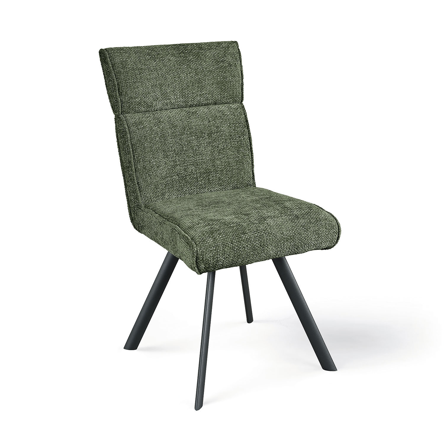 Chaise Ambre devant tissu vert pied metal