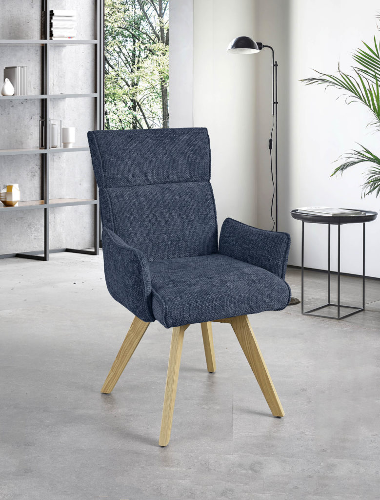Chaise avec Accoudoirs bleue - Girardeau
