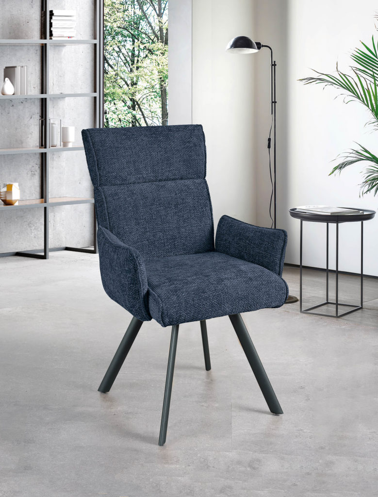 Chaise avec Accoudoirs bleue - Girardeau