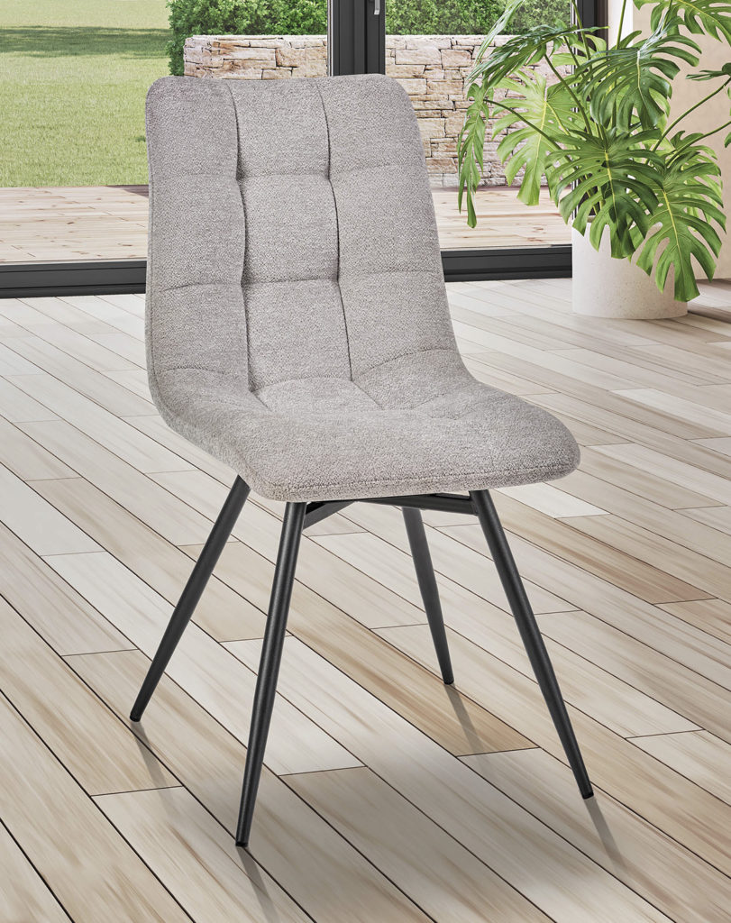 Ambiance chaise Angel'O tissu bouclé gris perle avant