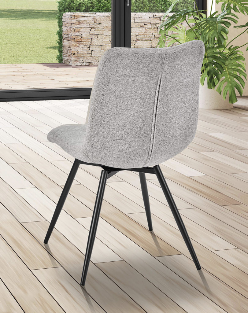 Ambiance chaise Angel'O tissu bouclé gris perle arrière