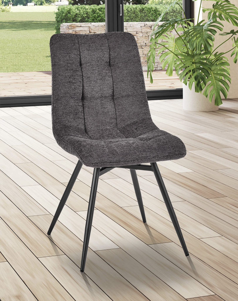 Ambiance chaise Angel'O tissu bouclé gris anthracite avant