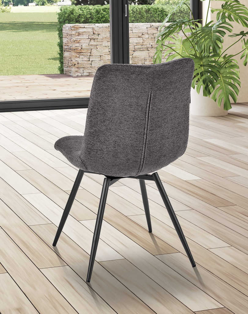 Ambiance chaise Angel'O tissu bouclé gris anthracite arrière