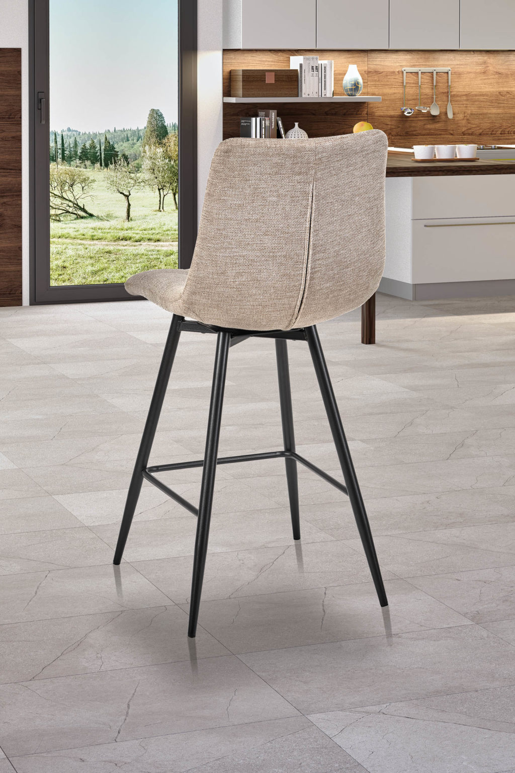 Chaise haute Angel'A derrière tissus beige - Girardeau