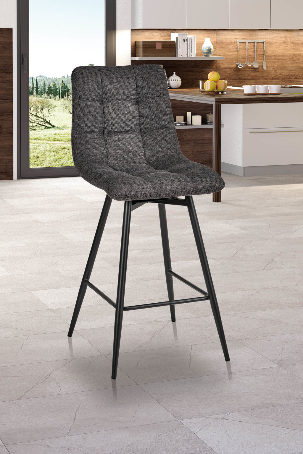 Chaise haute Angel'A devant tissus gris anthracite - Girardeau
