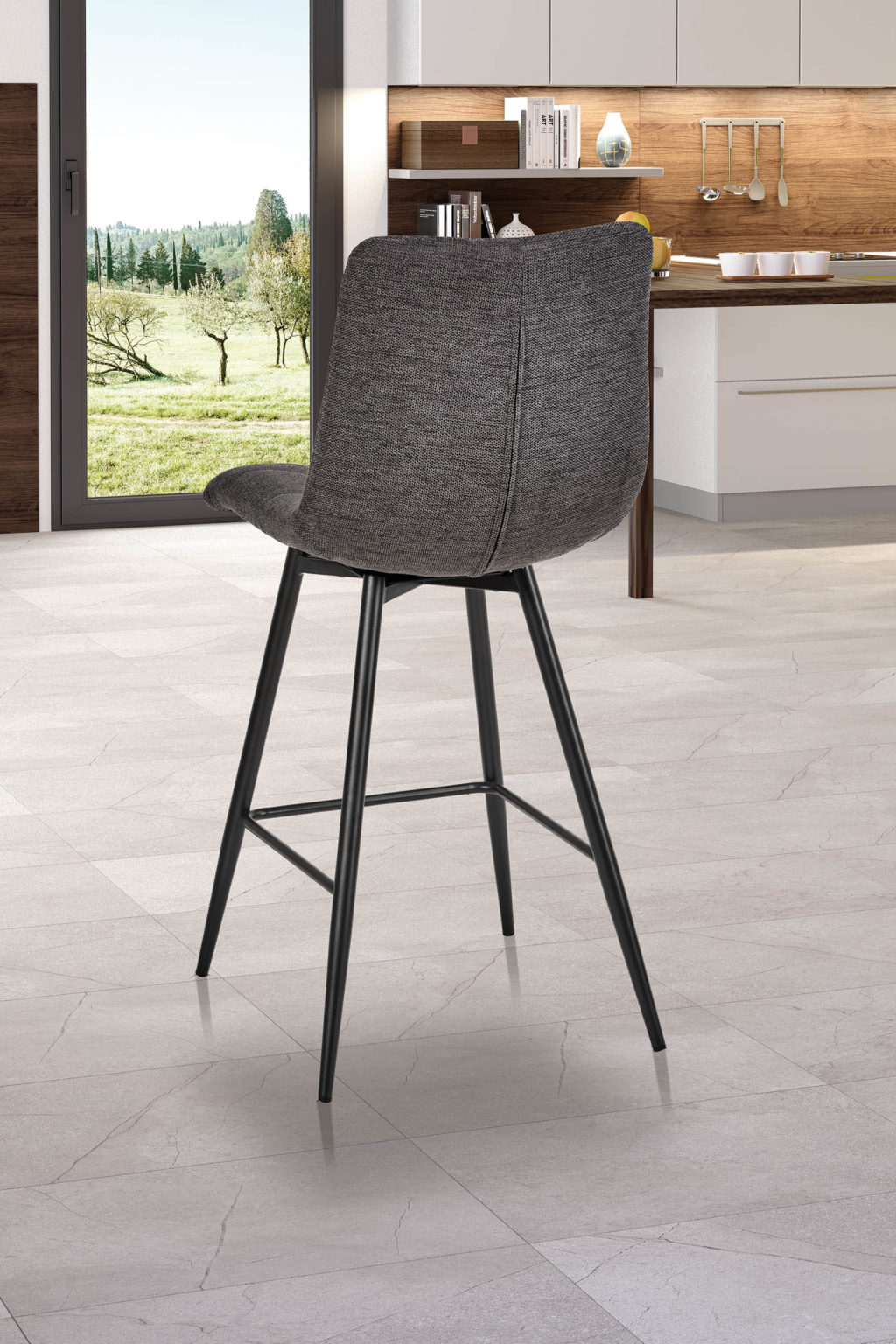 Chaise haute Angel'A derrière tissus gris anthracite - Girardeau