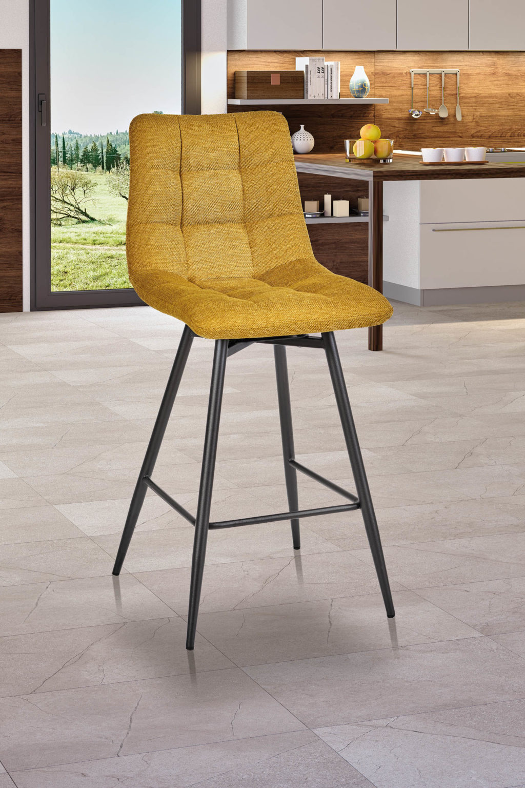 Chaise haute Angel'A devant tissus jaune - Girardeau
