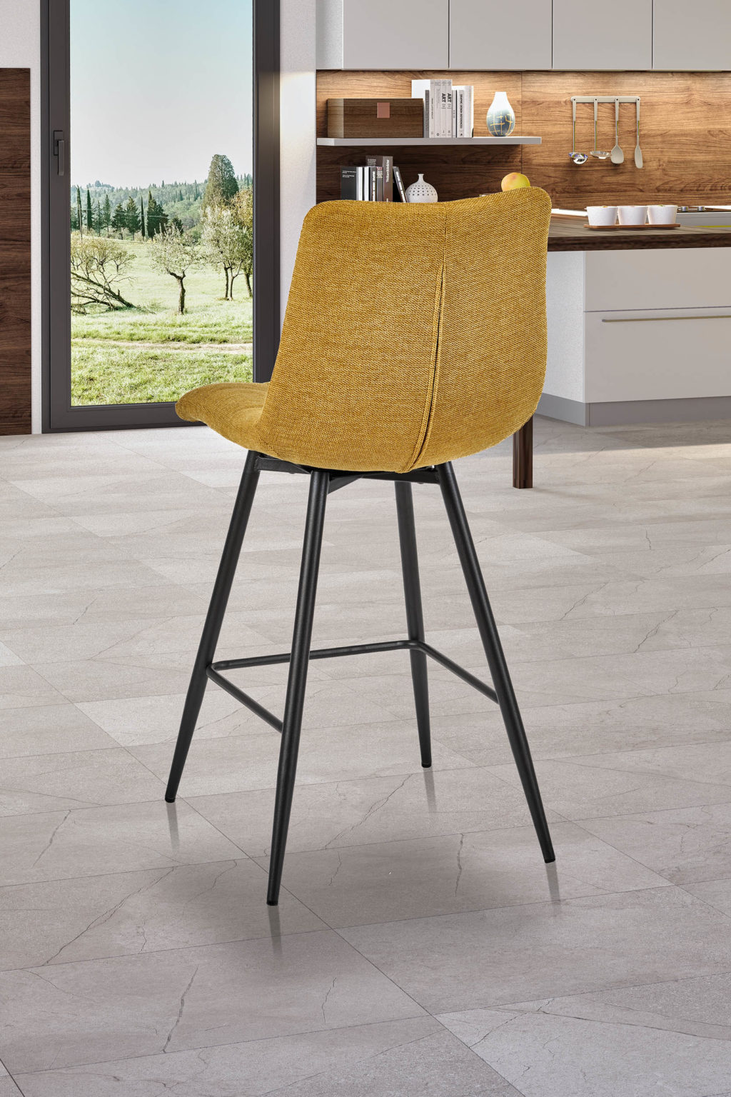 Chaise haute Angel'A derrière tissus jaune - Girardeau
