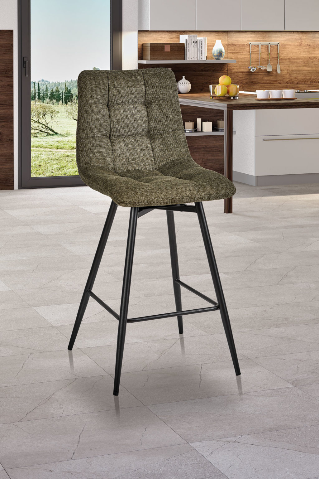 Chaise haute Angel'A devant tissus vert - Girardeau
