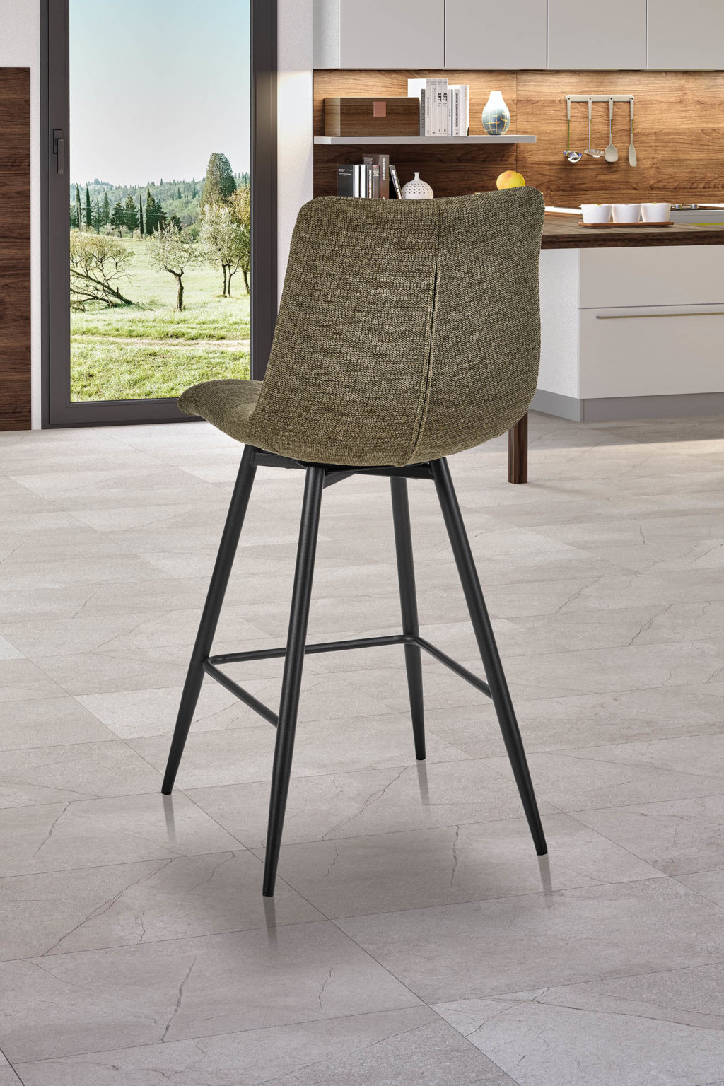 Chaise haute Angel'A derrière tissus vert - Girardeau