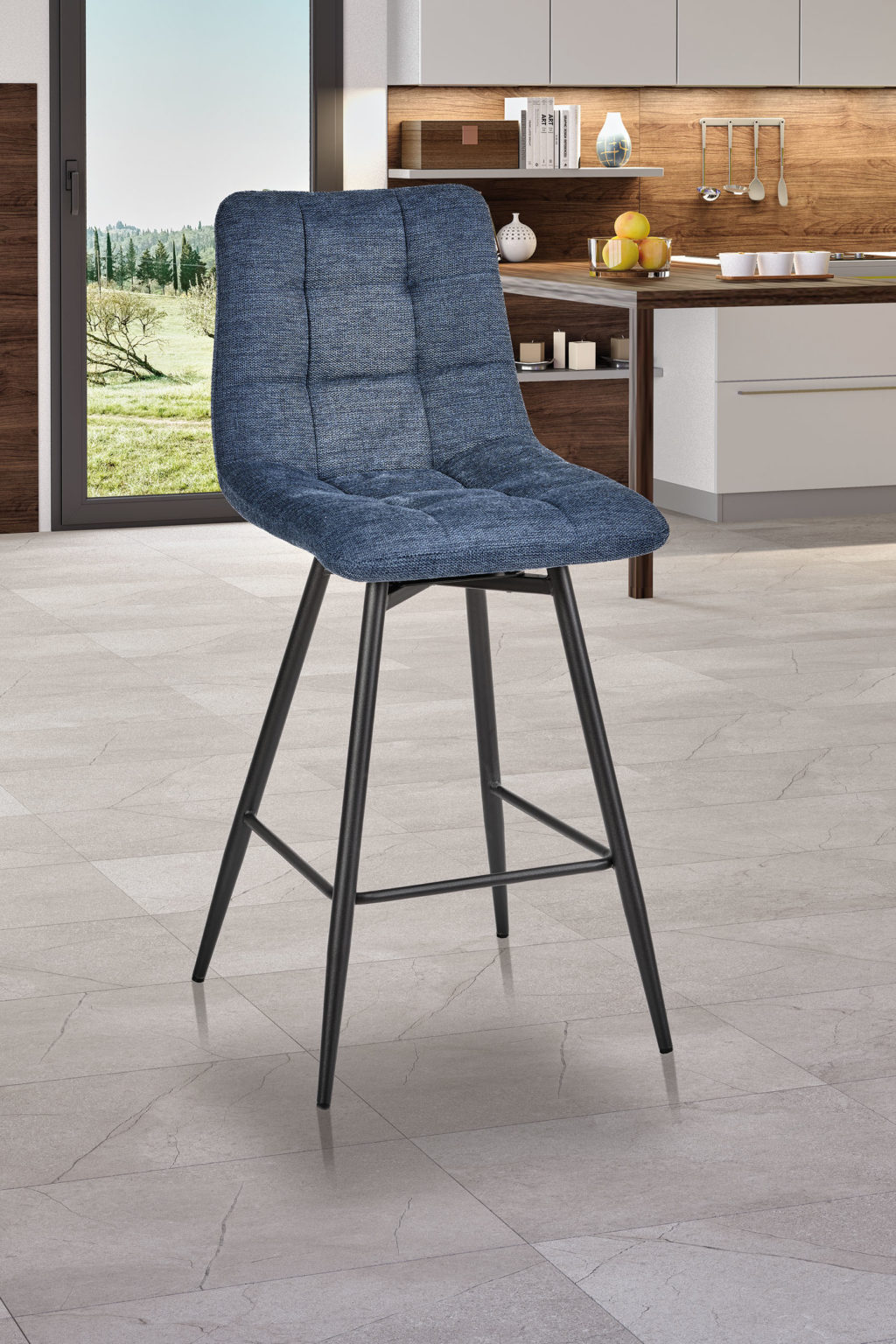 Chaise haute Angel'A devant tissus bleu - Girardeau