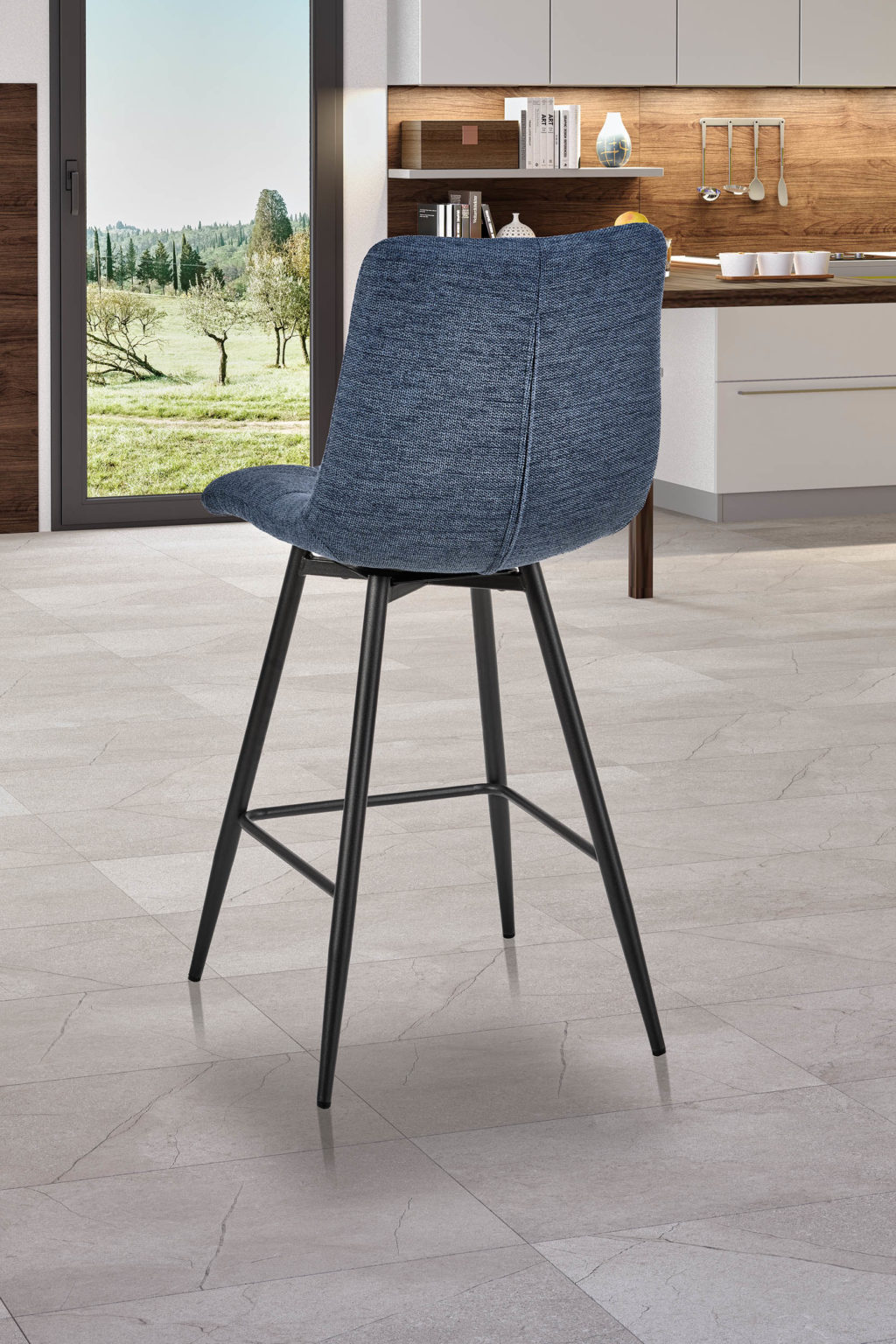 Chaise haute Angel'A derrière tissus bleu - Girardeau
