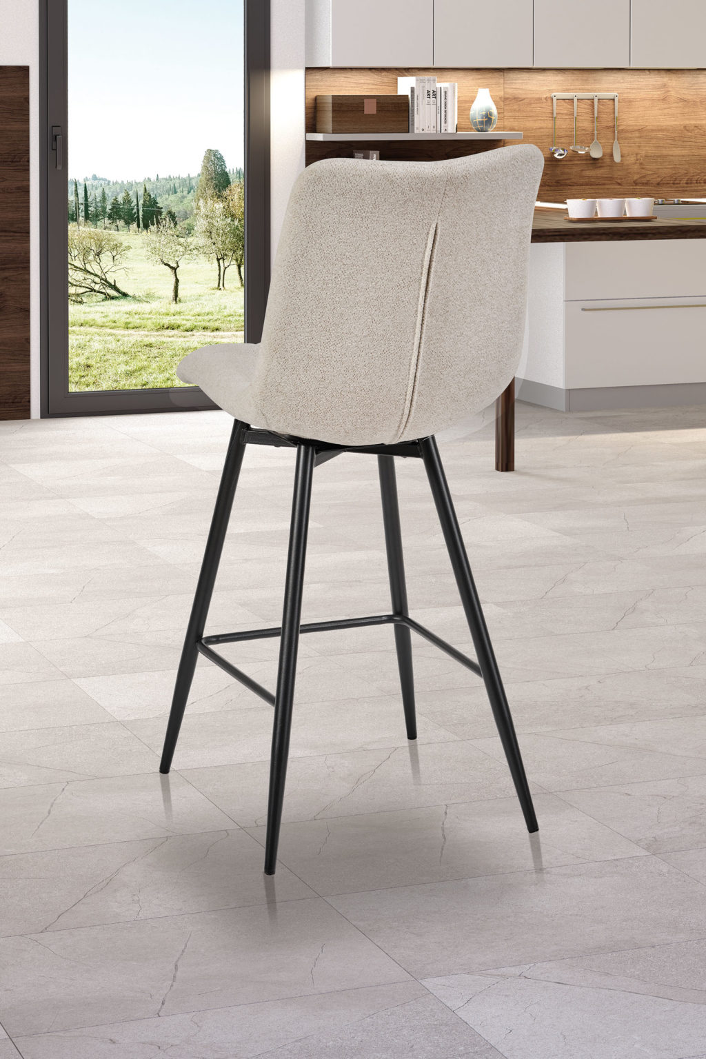 Chaise haute Angel'O derrière tissus blanc d'argent - Girardeau
