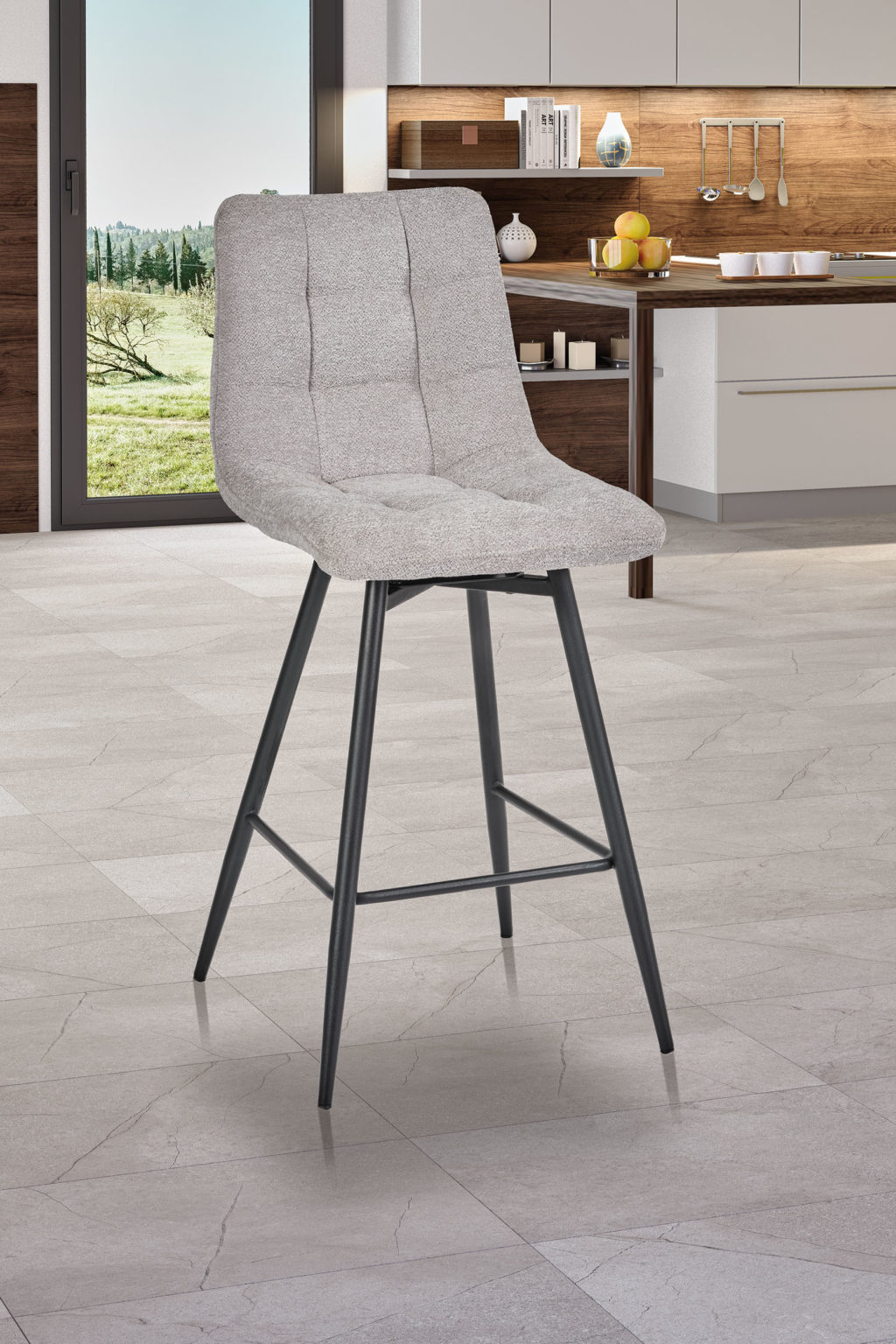 Chaise haute Angel'O devant tissus gris perle - Girardeau