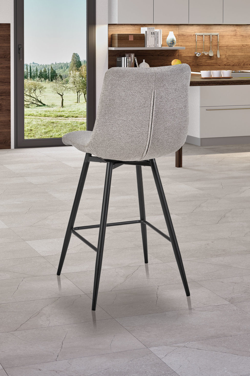 Chaise haute Angel'O derrière tissus gris perle - Girardeau