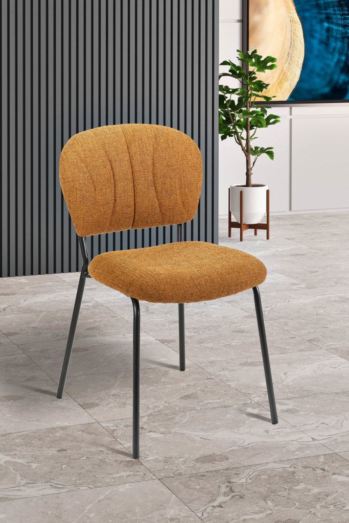 Chaise Aude devant tissu jaune moutarde - Girardeau