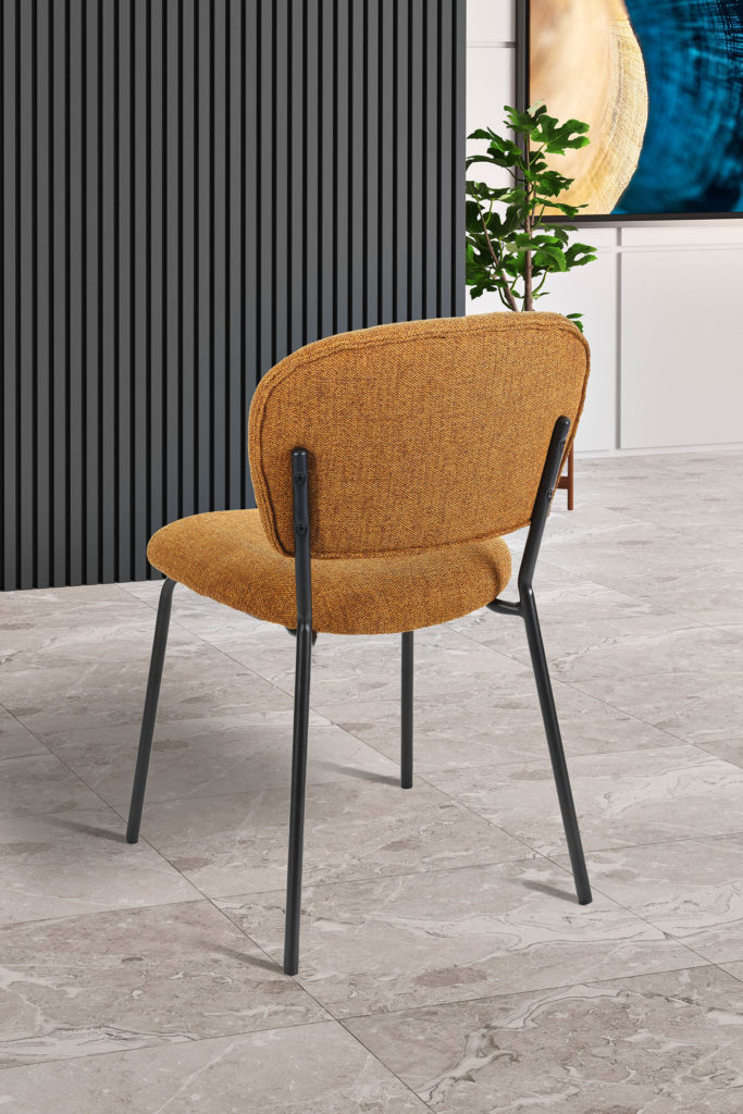 Chaise Aude derrière tissu jaune moutarde - Girardeau
