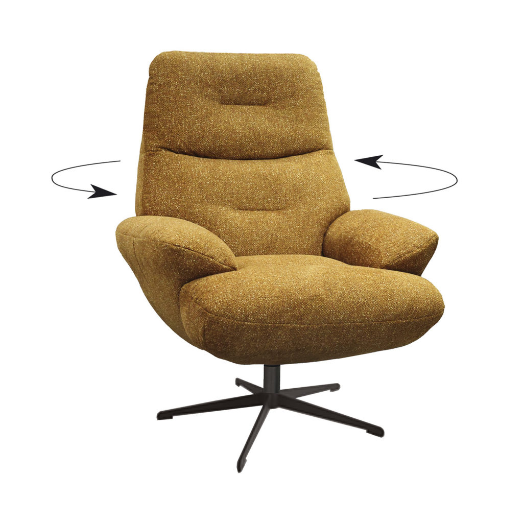 Fauteuil Tiago tissu jaune moutarde