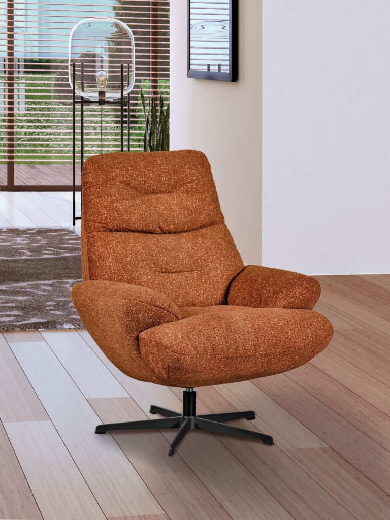 Fauteuil Tiago devant tissu terracotta - Girardeau
