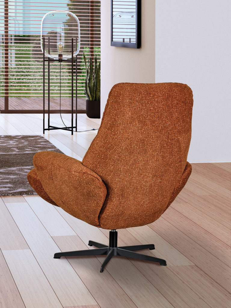 Fauteuil Tiago derrière tissu terracotta - Girardeau