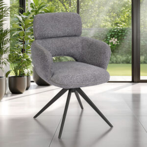 Ambiance chaise Célia avec accoudoirs gris perle avant - Girardeau