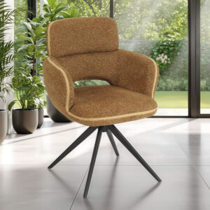 Ambiance chaise Célia avec accoudoirs jaune avant - Girardeau