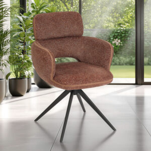 Ambiance chaise Célia avec accoudoirs terracotta avant - Girardeau