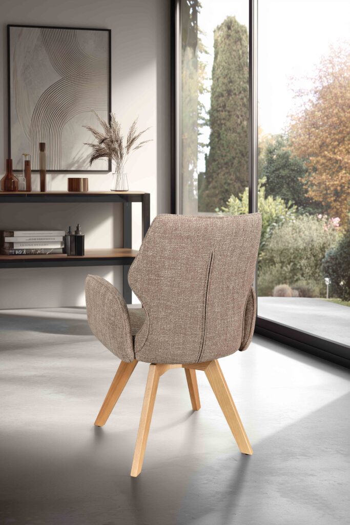 ambiance chaise Juliette pied bois taupe avec accoudoirs arrière - Girardeau