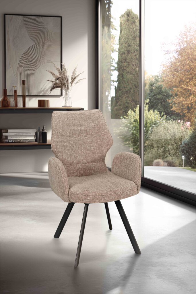 ambiance chaise Juliette pied métal taupe avec accoudoirs avant - Girardeau