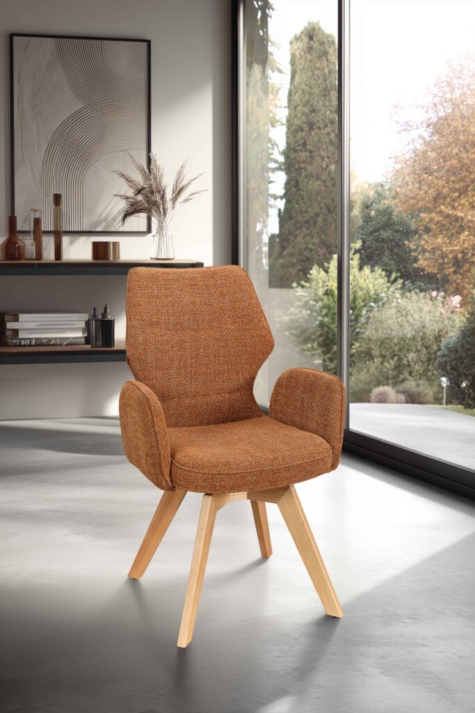 ambiance Chaise Juliette pied bois Terracotta avec accoudoirs avant - Girardeau