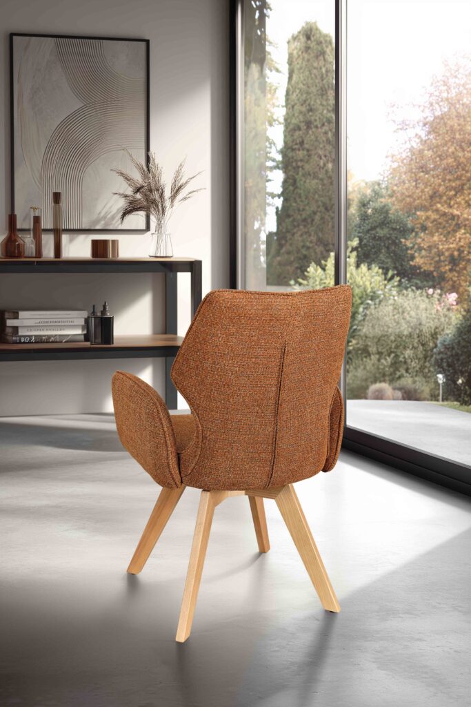 ambiance Chaise Juliette pied bois Terracotta avec accoudoirs arrière - Girardeau