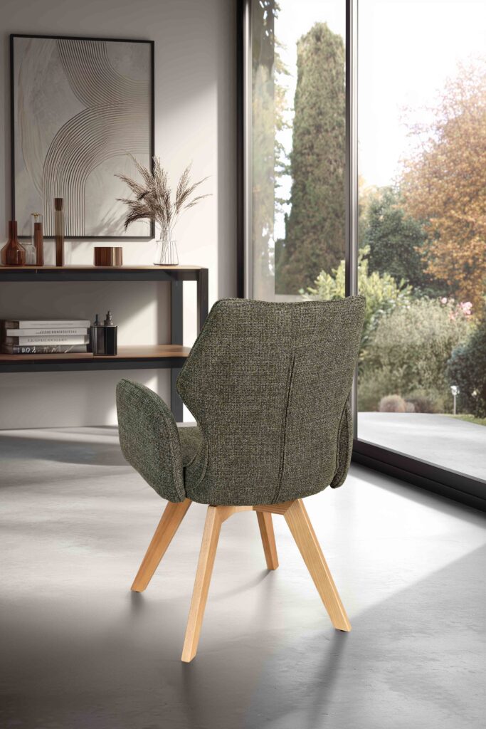 ambiance Chaise Juliette pied bois vert avec accoudoirs arrière - Girardeau