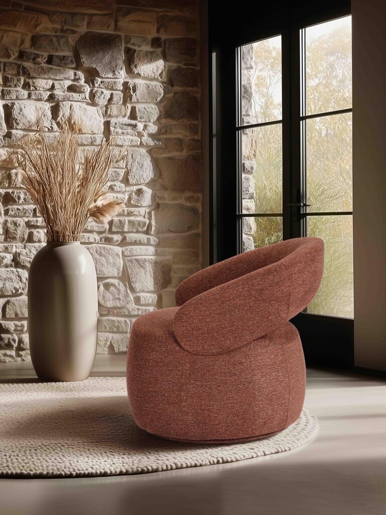 ambiance Fauteuil Lucas terracotta côté - Girardeau