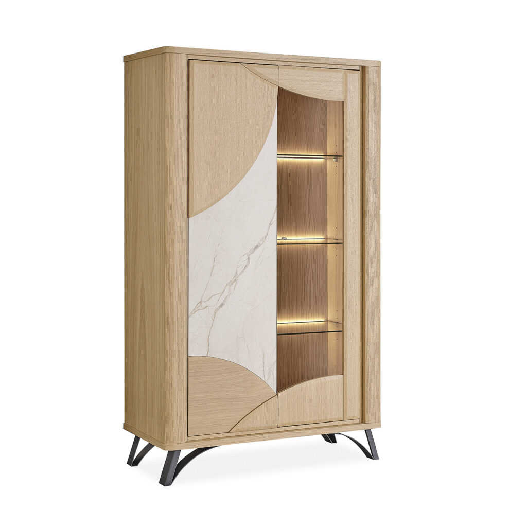 Vitrine 2 portes beige veiné - Girardeau