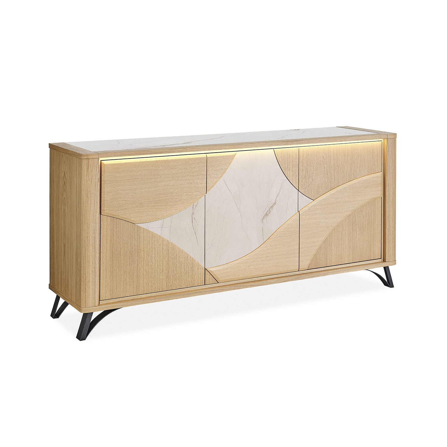 Enfilade 3 portes 2m beige Veiné - Girardeau