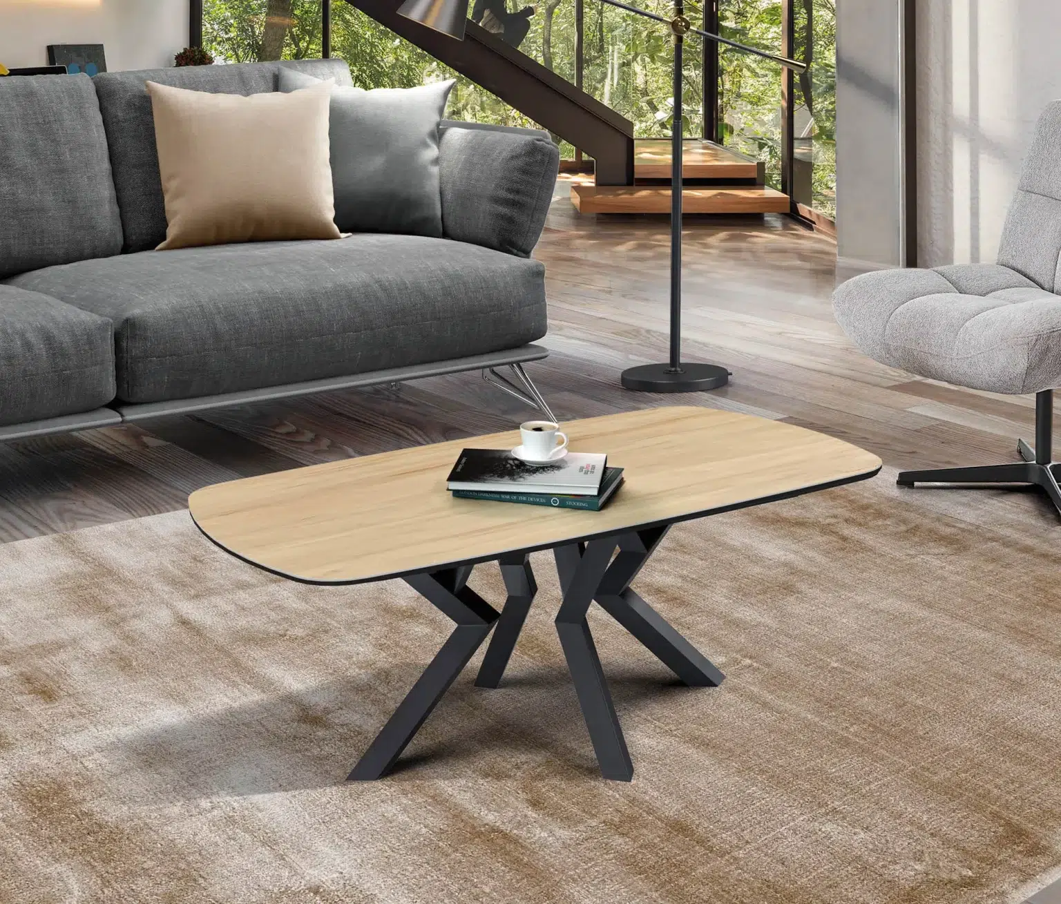 Table de salon Kansas plateau bois