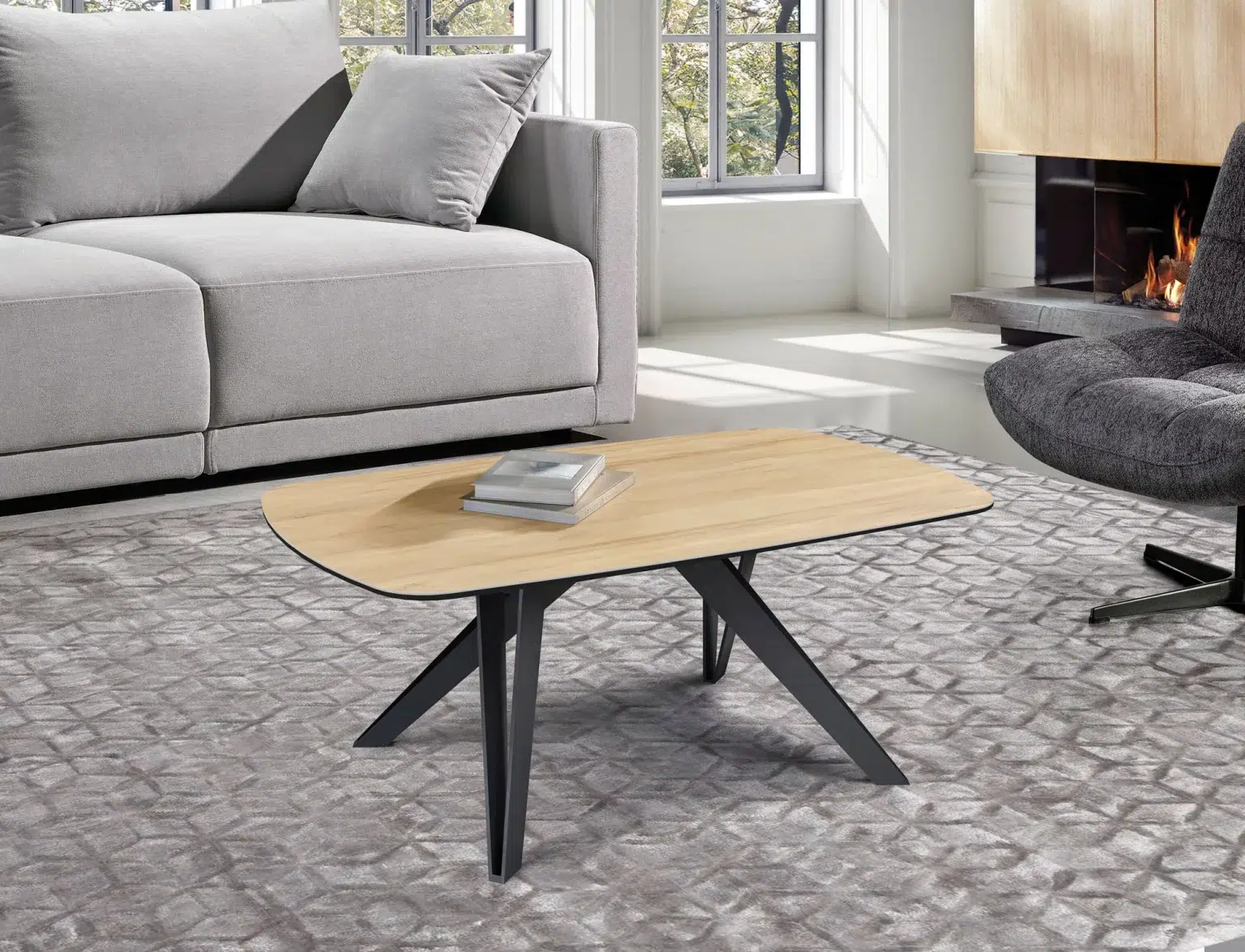 Table de salon Memphis plateau bois