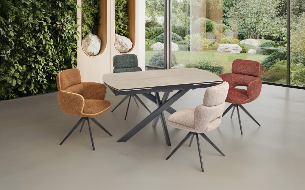 Ambiance Table Calypso 150 travertin fermé - Girardeau