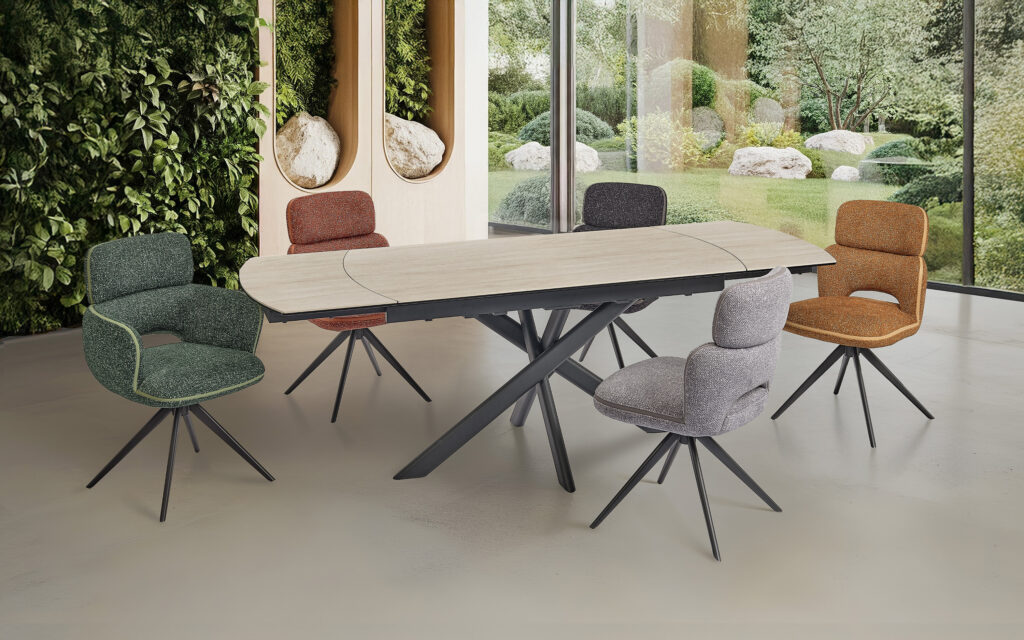 Ambiance Table Calypso 150 travertin ouverte - Girardeau