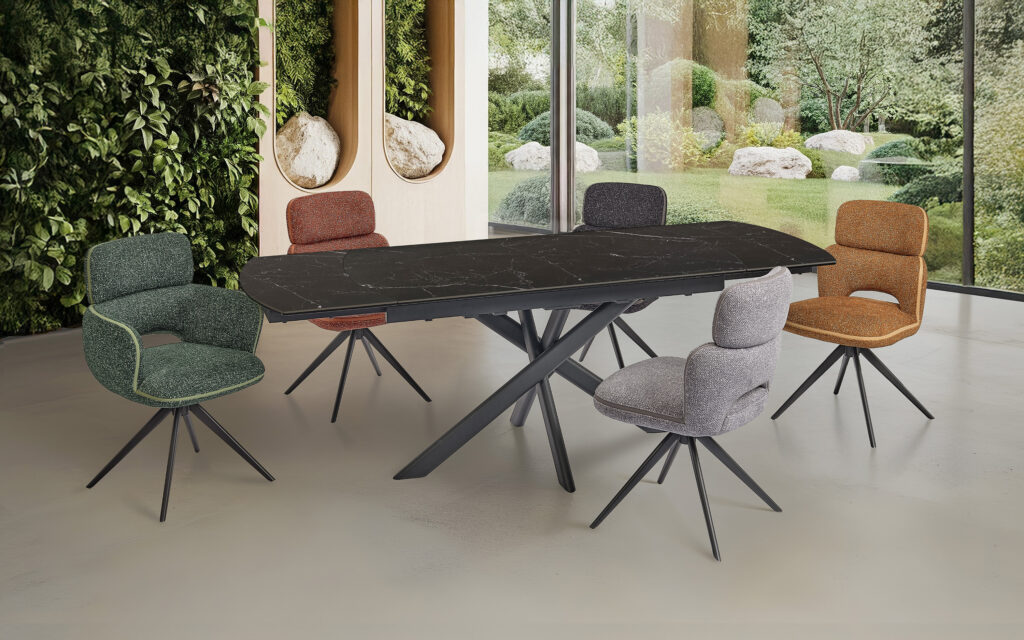 Ambiance Table Calypso 150 noir veiné ouverte - Girardeau