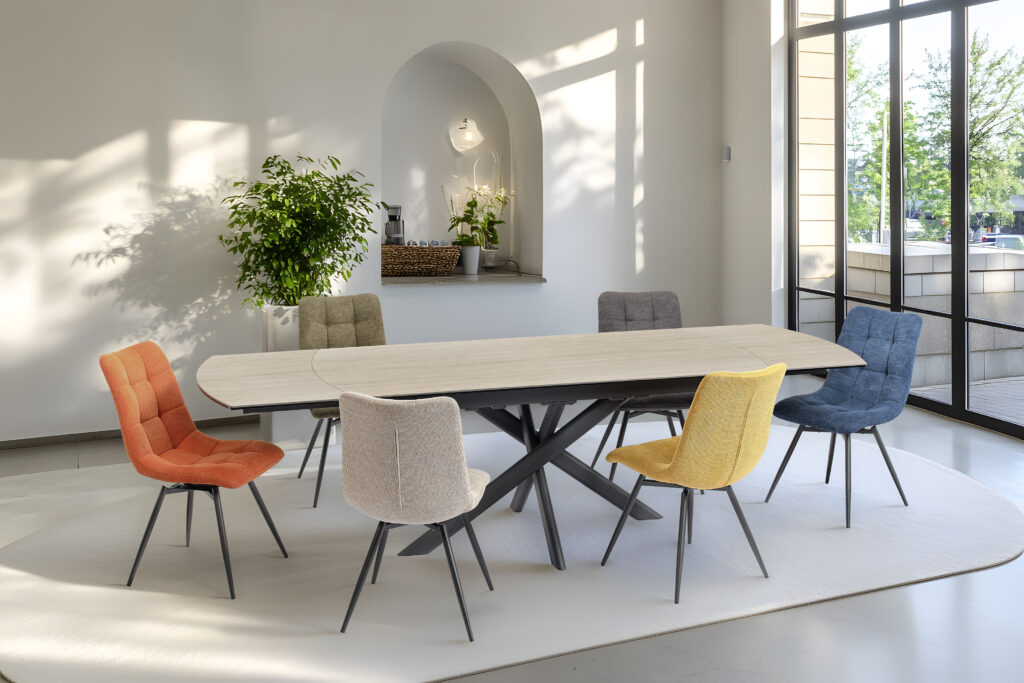 Ambiance Table Calyspo 180 blanc travertin ouverte - Girardeau